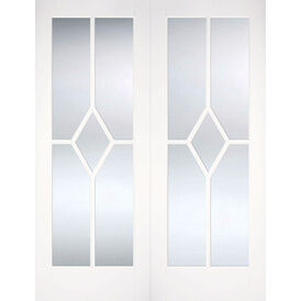LPD Reims White Primed Glazed Internal Door Pair