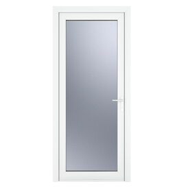 Crystal White uPVC Full Glass Obscure Glazed Single External Door (Left Hand Open)