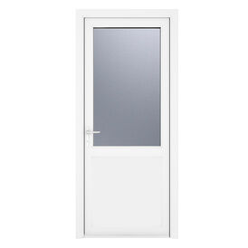 Crystal White uPVC 2 Panel Obscure Glazed Single External Door (Right Hand Open)