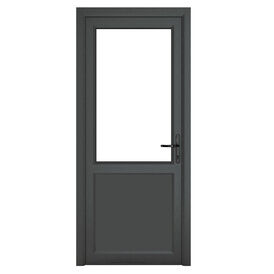 Crystal Grey uPVC 2 Panel Clear Glazed Single External Door (Left Hand Open)