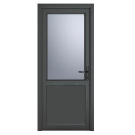 Crystal Grey uPVC 2 Panel Obscure Glazed Single External Door (Left Hand Open)