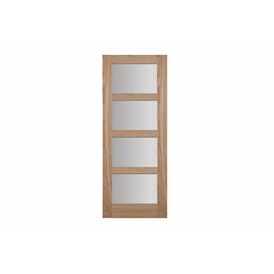 Unfinished Oak Shaker-Style 4 Panel Glazed Internal Door