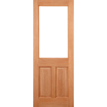 LPD 2XG Unfinished Hardwood 2 Panel Dowelled Unglazed Front Door