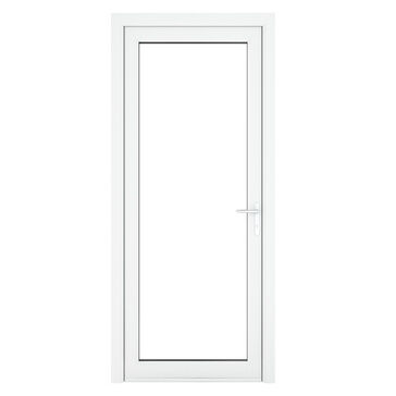 Crystal White uPVC Full Glass Clear Glazed Single External Door (Left Hand Open)