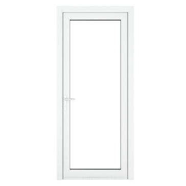 Crystal White uPVC Full Glass Clear Glazed Single External Door (Right Hand Open)