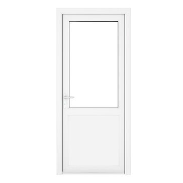 Crystal White uPVC 2 Panel Clear Glazed Single External Door (Right Hand Open)