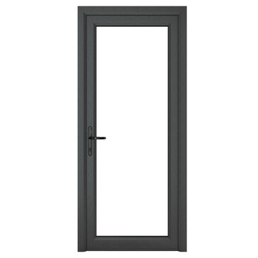 Crystal Grey uPVC Full Glass Clear Glazed Single External Door (Right Hand Open)