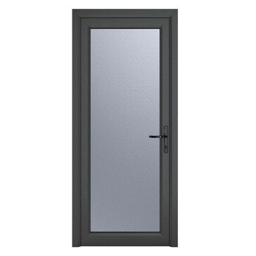 Crystal Grey uPVC Full Glass Obscure Glazed Single External Door (Left Hand Open)