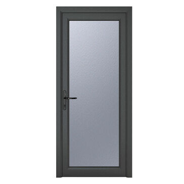 Crystal Grey uPVC Full Glass Obscure Glazed Single External Door (Right Hand Open)