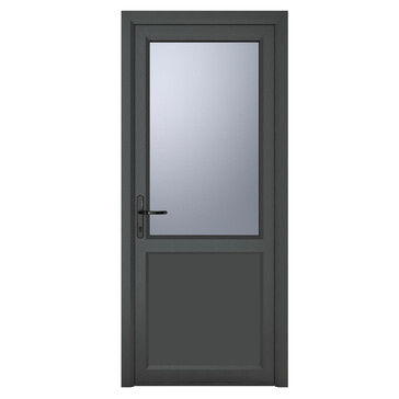 Crystal Grey uPVC 2 Panel Obscure Glazed Single External Door (Right Hand Open)