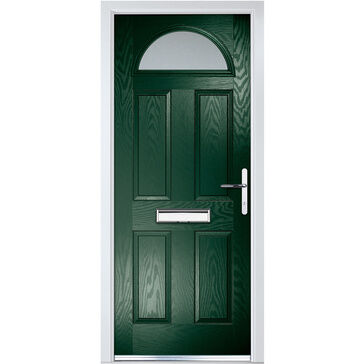 Crystal Dark Green Composite 4 Panel Pre-Finished Glazed Front Door - 2055mm x 920mm