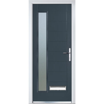 Crystal Anthracite Grey Pre-Finished Glazed Long Glass Composite Front Door - 2055mm x 920mm