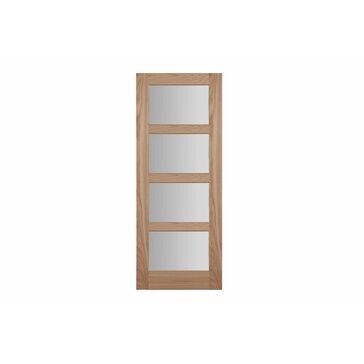 Shaker Four Panel Glazed Clear Glass Oak Veneer Door