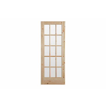 Traditional 15 Lite Knotty Pine Clear Glazed Door Unfinished
