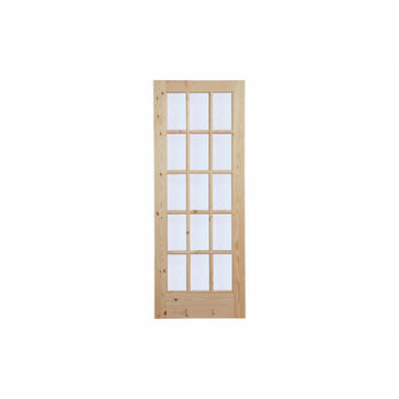 Traditional 15 Lite Knotty Pine Obscured Glazed Door Unfinished