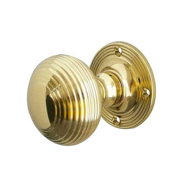 48mm Reeded Mortice Knob Pair (Polished Brass)