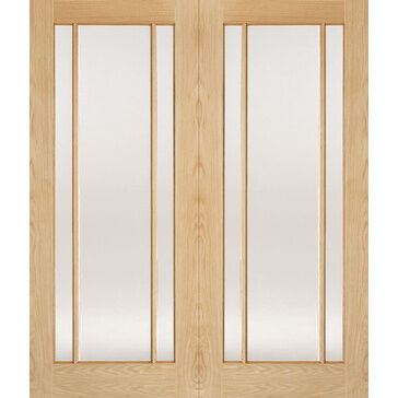 LPD Oak Lincoln Glazed 3L Pairs Internal Door