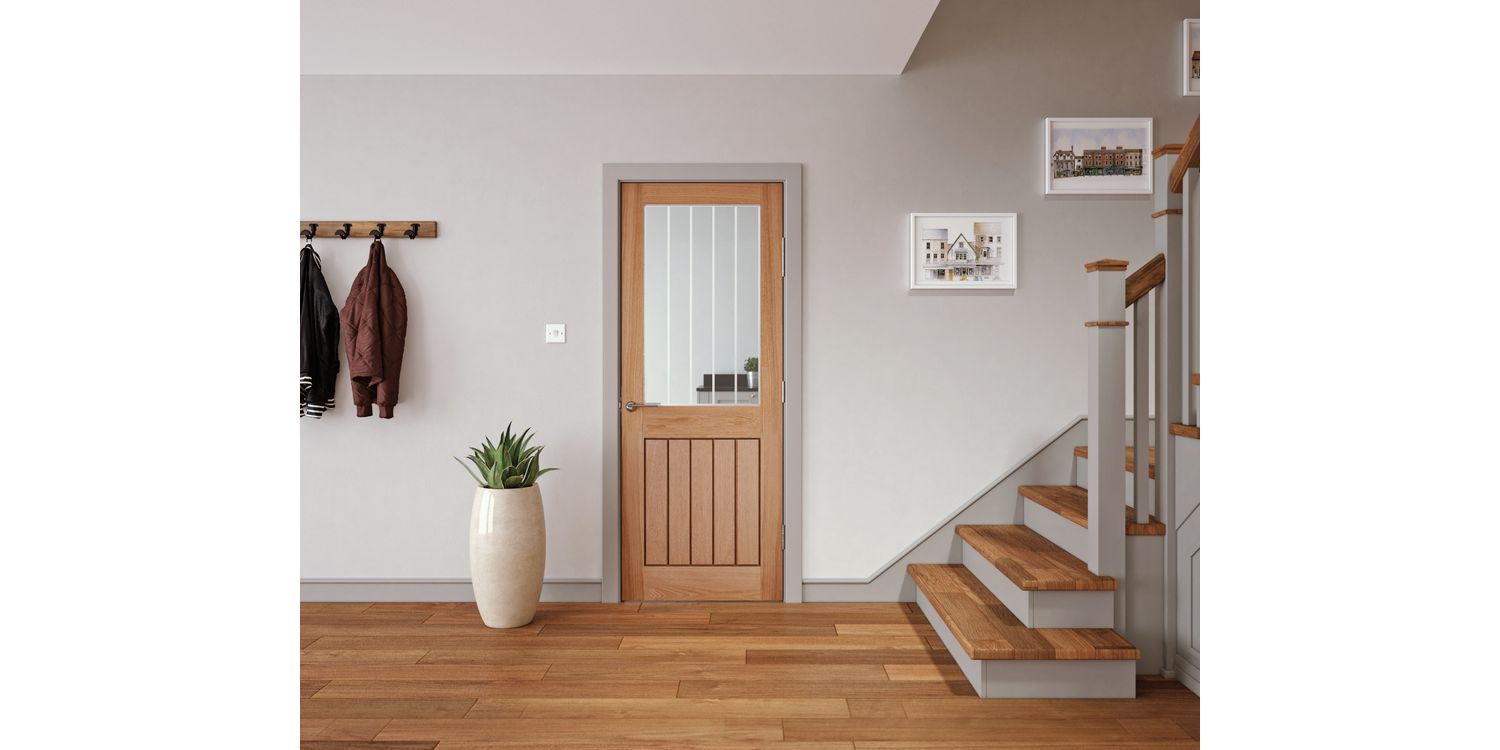 Door Giant Cottage-Style Oak Veneer 1 Light Glazed Unfinished Internal ...