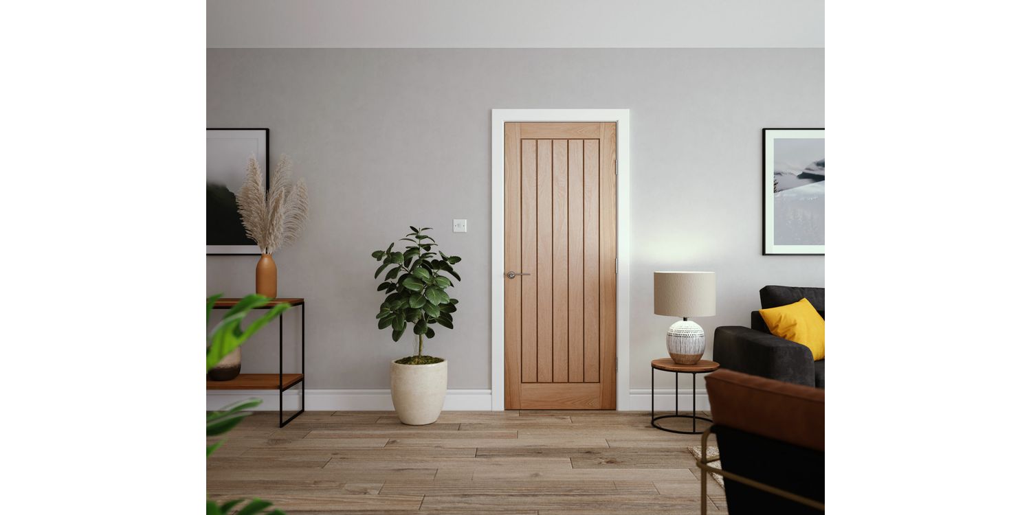 Door Giant Cottage-Style Oak Veneer 5 Panel Unfinished Internal Door ...
