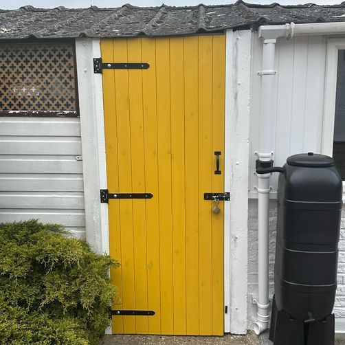 Customer image of Mendes Unfinished Redwood Ledged &amp; Braced Shed Door