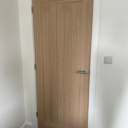 Customer image of Deanta Augustus Matt Polished Chrome Bathroom Door Handle Kit