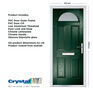 Crystal Classic Dark Green 1 Light Glazed GRP Composite Front Door - 2055mm x 920mm additional 3