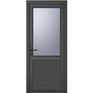Crystal Grey/White uPVC 2 Panel Obscure Triple Glazed Single External Door (Right Hand Open) additional 1