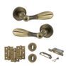 Old English Cambridge Door Handle Pack - 3 Lever Lock Set (Matt Antique Brass) additional 1
