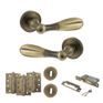 Old English Cambridge Door Handle Pack - 3 Lever Lock Set (Matt Antique Brass) additional 4