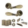 Old English Cambridge Door Handle Pack - Euro Lock Set (Matt Antique Brass) additional 3