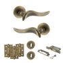 Old English Oxford Door Handle Pack - 3 Lever Lock Set (Matt Antique Brass) additional 1