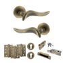 Old English Oxford Door Handle Pack - Euro Lock Set (Matt Antique Brass) additional 4