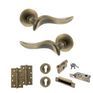 Old English Oxford Door Handle Pack - Euro Lock Set (Matt Antique Brass) additional 5