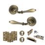 Old English Wrexham Door Handle Pack - Euro Lock Set (Matt Antique Brass) additional 1