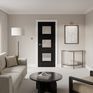 JB Kind Kedleston Black 3 Panel  Glazed Laminate Internal Door additional 2