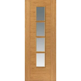 JB Kind 4 Light Bela Real Oak Veneered Internal Door