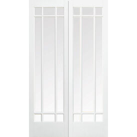 LPD Manhattan White Primed 9 Light Glazed Rebated Internal Doors (Pair)