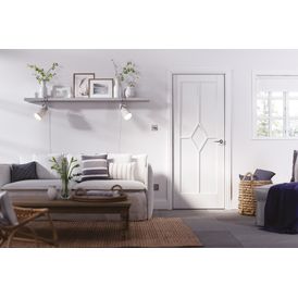 LPD Reims Diamond Pattern White Primed Internal Door alternative