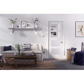LPD Modern White Primed 4 Light Glazed Shaker Internal Door alternative