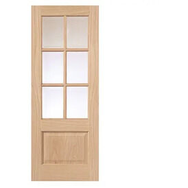 JB Kind Dove Unfinished Real Oak 6 Light Glazed Internal Door