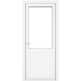 Crystal White uPVC 2 Panel Clear Double Glazed Single External Door (Right Hand Open)
