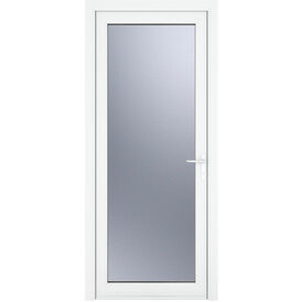 Crystal White uPVC Full Glass Obscure Double Glazed Single External Door (Left Hand Open)