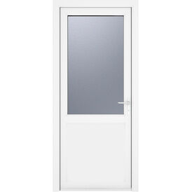 Crystal White uPVC 2 Panel Obscure Double Glazed Single External Door (Left Hand Open)