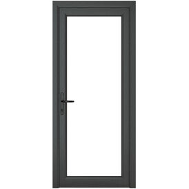Crystal Grey uPVC Full Glass Clear Double Glazed Single External Door (Right Hand Open)