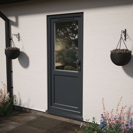 Crystal Grey uPVC 2 Panel Clear Double Glazed Single External Door (Left Hand Open) alternative