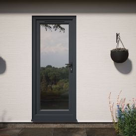 Crystal Anthracite Grey uPVC Obscure Glass Fully Glazed External Door (Left Hand Open) alternative
