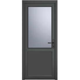 Crystal Grey uPVC 2 Panel Obscure Double Glazed Single External Door (Left Hand Open)