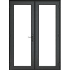 Crystal Grey uPVC Clear Double Glazed Left Hand Master French Door (150mm Cill Included)
