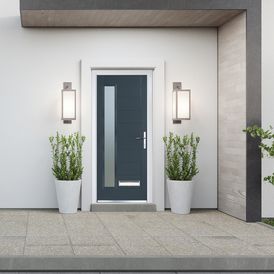 Crystal Modern Anthracite Grey 1 Light Glazed GRP Composite Front Door - 2055mm x 920mm alternative