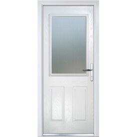 Crystal White Composite 2 Panel Pre-Finished Glazed Front Door - 2055mm x 920mm